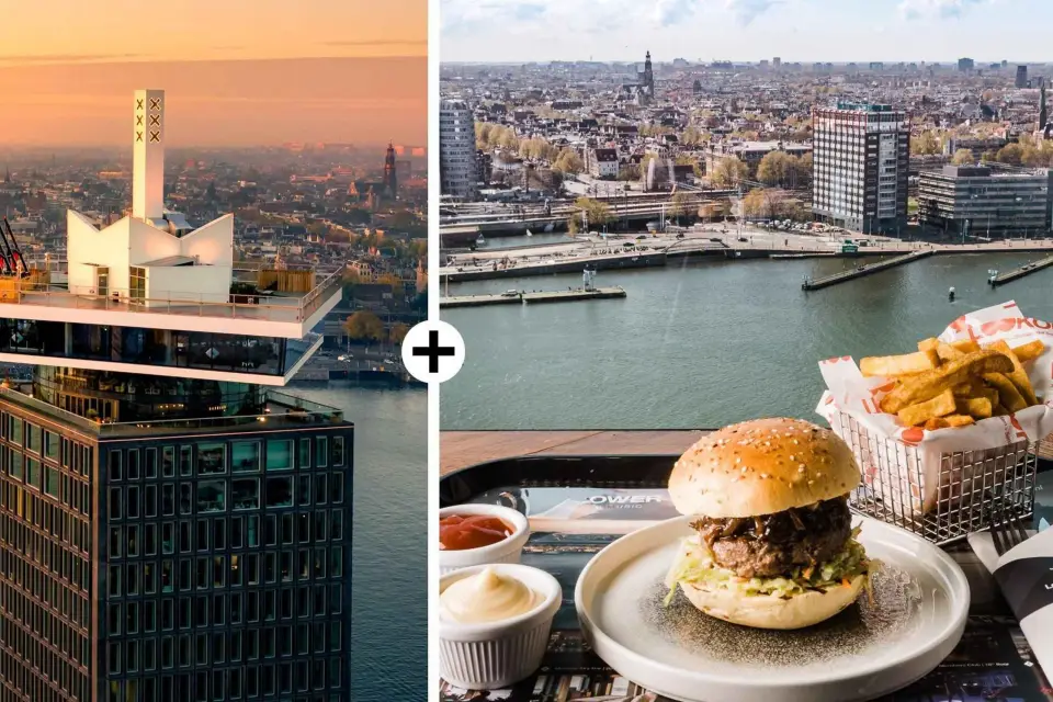 Amsterdam: A'DAM Lookout Ticket de entrada con hamburguesa