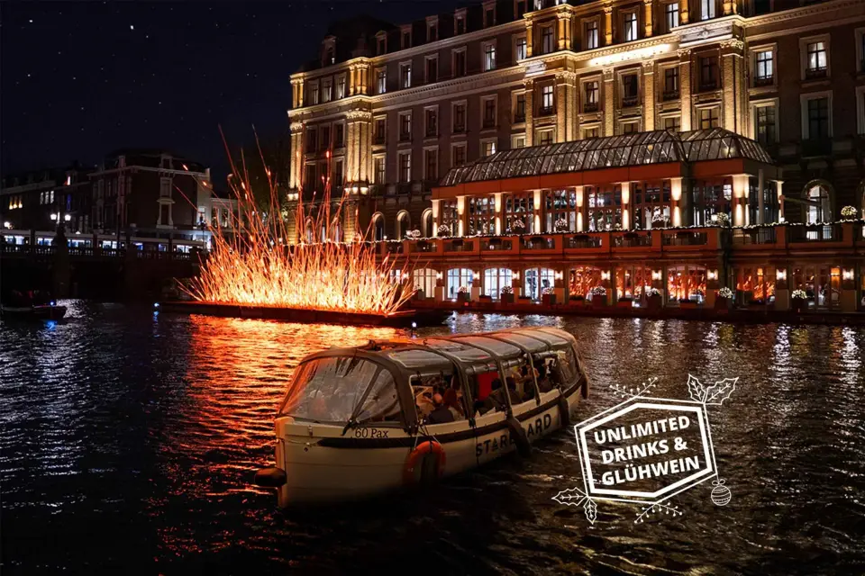 Amsterdam: Fiesta de la Luz en Barco con Bebidas y Bocados Ilimitados