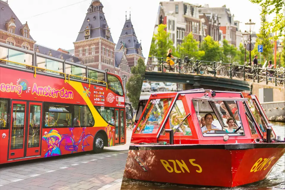 Ámsterdam: Opciones de autobús turístico y barco turístico