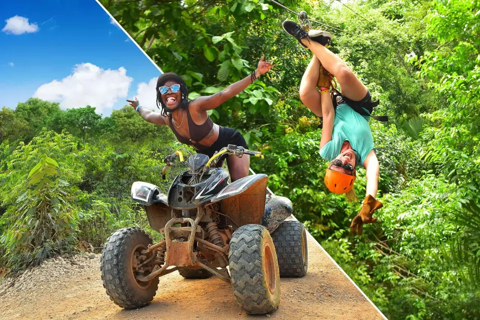 Cancún: Excursión en quad por la selva, tirolesa y baño en un cenote