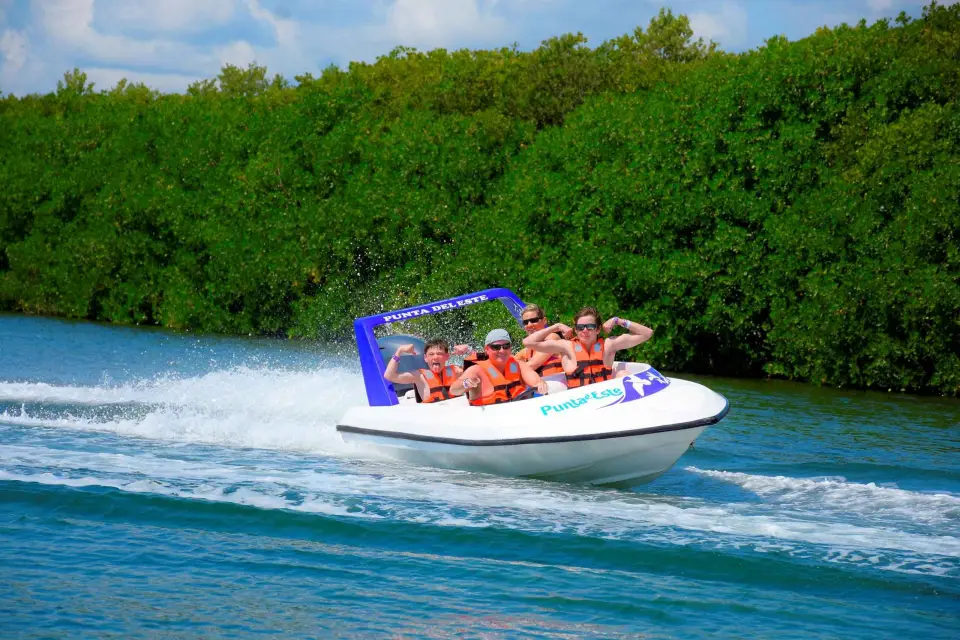 Tour por la jungla en lancha rápida, snorkel y ceremonia maya