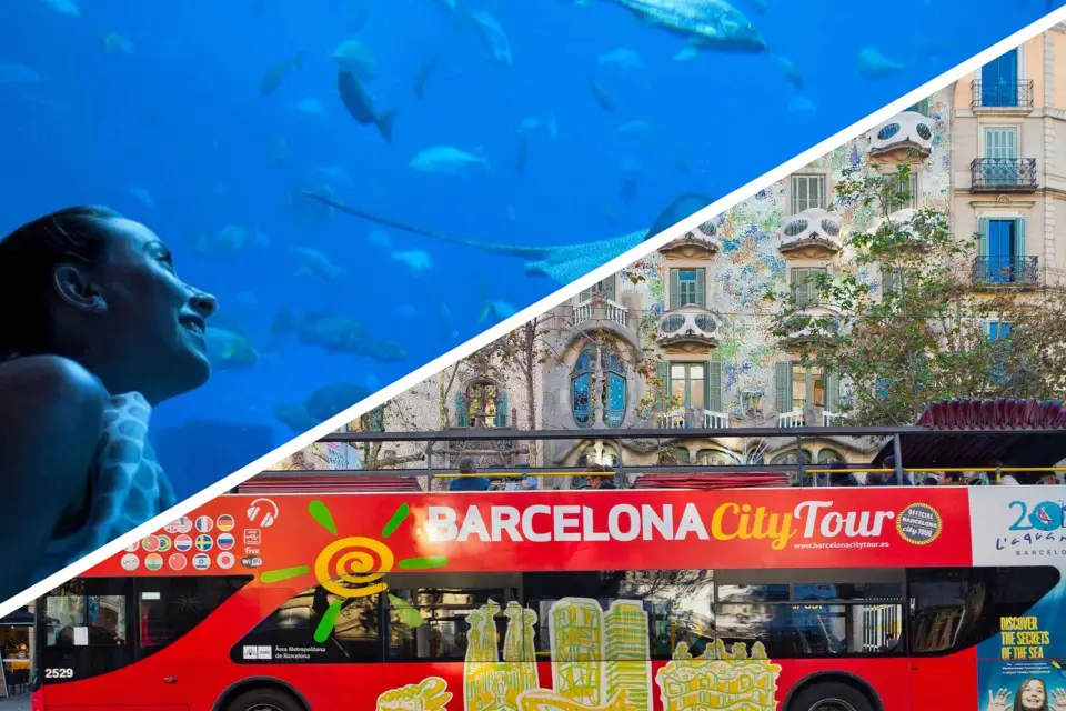 Barcelona: Autobús Hop-On Hop-Off y Tour del Acuario
