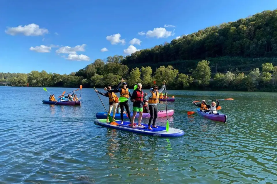 1h30 de remo en el río Saona, cerca de Lyon