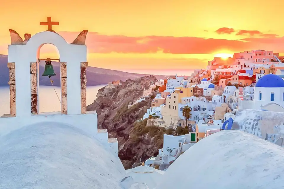 Santorini: Excursión tradicional en autobús turístico con puesta de sol en Oia