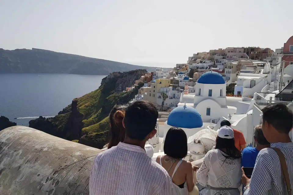 Tour de lugares destacados de Santorini con cata de vino