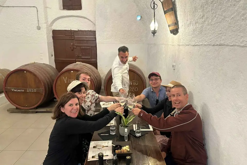 Tour privado de Santorini: 3 Bodegas 15 Vinos y Almuerzo 4horas